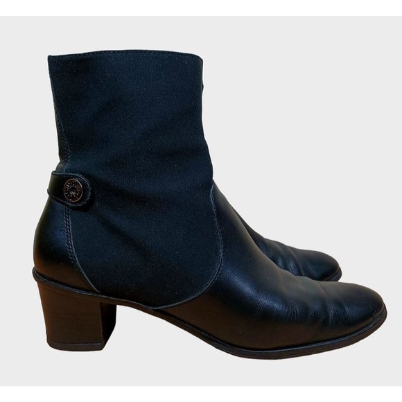 Circa Joan & David Size 8.5M Black Chunk Heel Women's Booties - Picture 3 of 9